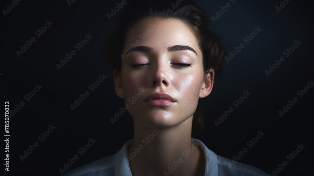 Restlessness on the face of a young woman standing over an isolated background. Restlessness on the face of a young woman standing over an isolated background.