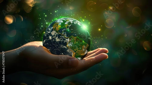 Earth globe with plants in hands. Save the Earth concept. Ecology concept