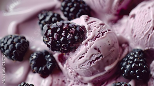 sweet, creamy ice cream with blackberries 