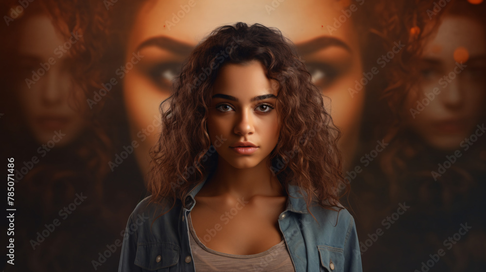 Respect on the face of a young woman standing against an isolated background. Respect on the face of a young woman standing against an isolated background.