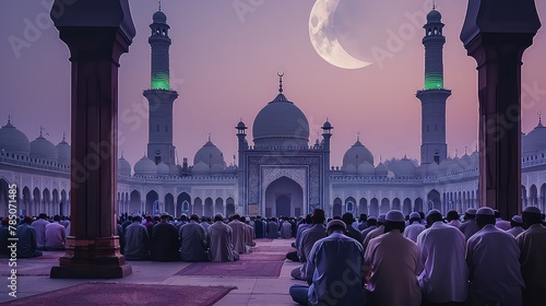 Muslim people at Jama mosque photo
