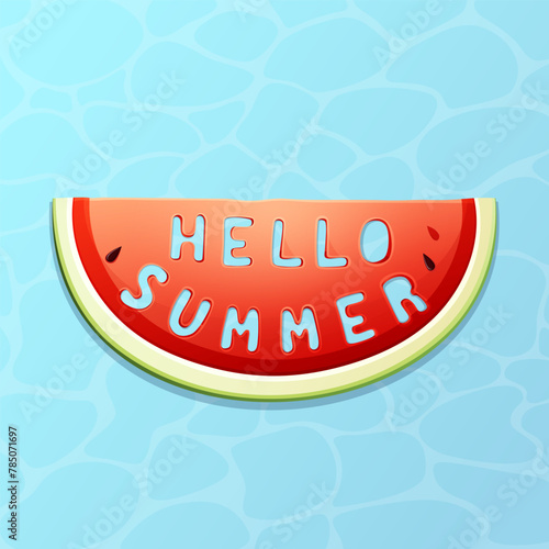 a watermelon that says hello summer on it.