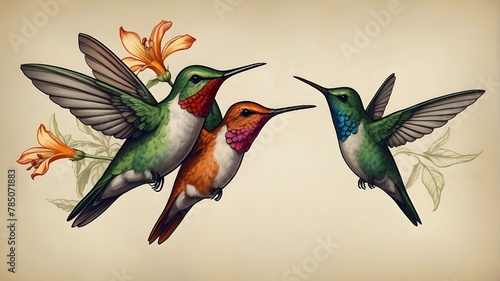 hummingbird and flower © Malik
