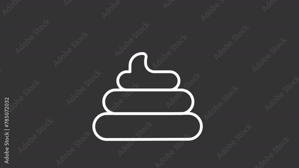 Animated poop white icon. Steaming pile line animation. Dog poop. Organic pet waste. Stinky excrement. Isolated illustration on dark background. Transition alpha video. Motion graphic Animated poop white icon. Steaming pile line animation. Dog poop. Organic pet waste. Stinky excrement. Isolated illustration on dark background. Transition alpha video. Motion graphic