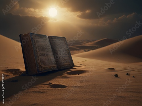 bible on desert photo