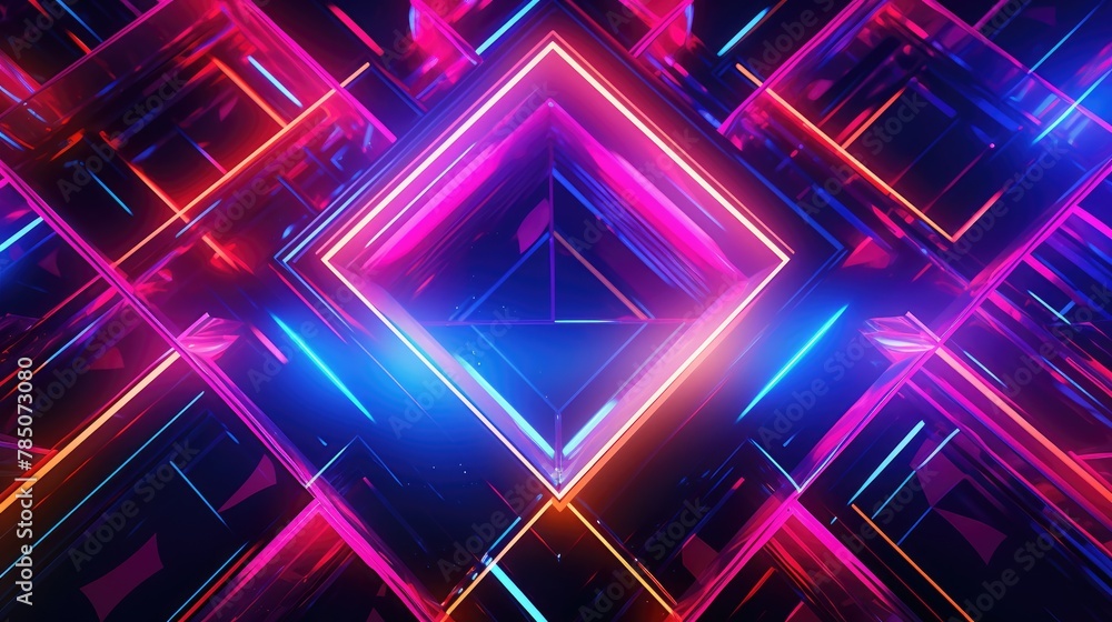 Abstract Neon Geometric Shapes on Vibrant Futuristic Background. Abstract Neon Geometric Shapes on Vibrant Futuristic Background.