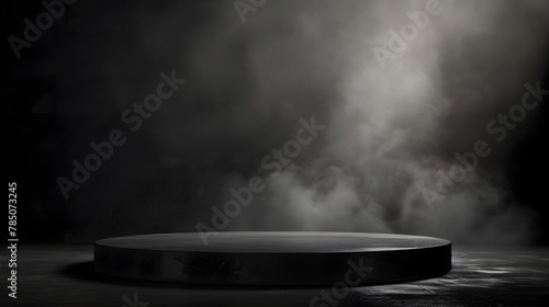 Dramatic Podium in Misty Spotlight Backdrop for Product Presentation or Branding Display