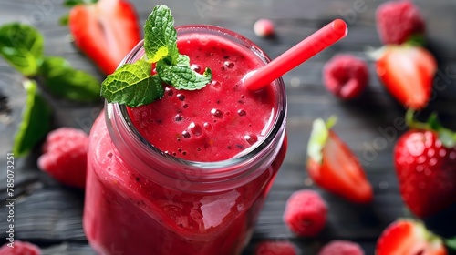 Wallpaper Mural Smoothie created with berries and vegetables, a nutritious vitamin drink that's also vegan or vegetarian, fresh vitamins, and a homemade fruit beverage that's refreshing Torontodigital.ca