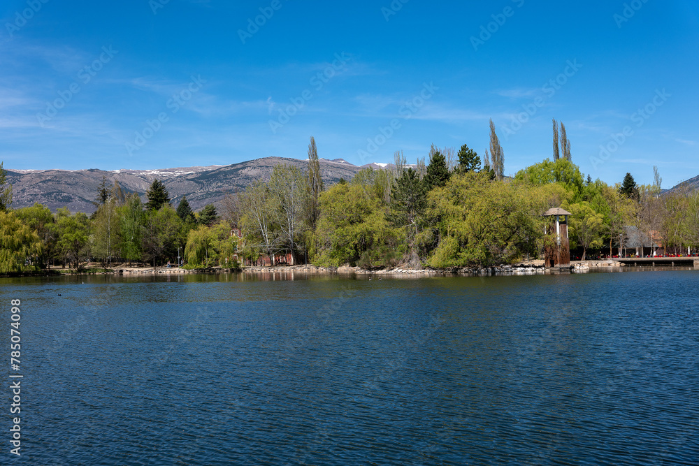 lake como country, lake in the fores, tlake and trees, Puigcerda Spain