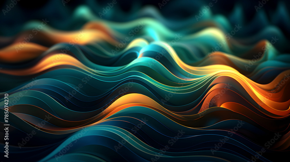 Fototapeta premium Digital technology blue green 3D geometric gradient abstract poster web page PPT background