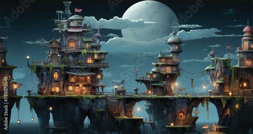 fantasy Platforms Isolated For 2D Game Design © minh