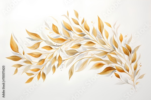 Hand drawn golden leaves on white background. Vector illustration for your design