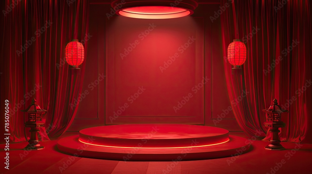 Abstract realistic 3D red cylinder pedestal or podium with illuminate horizontal neon lamp. Dark red minimal scene for product display presentation. Vector rendering geometric platform design. Abstract realistic 3D red cylinder pedestal or podium with illuminate horizontal neon lamp. Dark red minimal scene for product display presentation. Vector rendering geometric platform design.