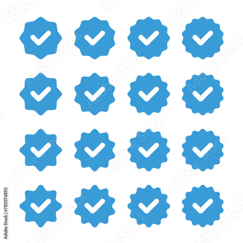 Blue Check Mark Sign. Verified Badge Icon. Vector
