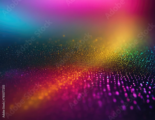 Holo abstract 3D shapes. Abstract background with glowing lines and bokeh defocused lights