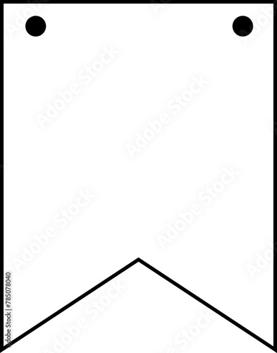 Bunting banner icon in line style with editable stock. Holiday party flag sign. Decoration birthday symbol. Hanging realistic pennant and flag with rope. Realistic template on transparent background.