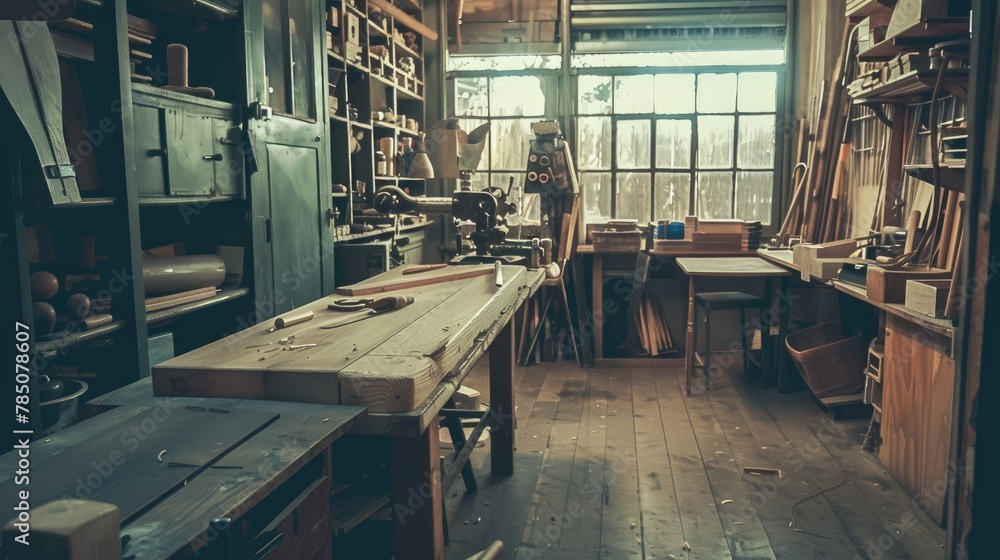 Old carpenters workshop retro look Old carpenters workshop retro look