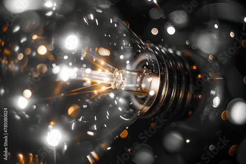 A macro shot of the filament of a light bulb, the tungsten wire a pathway for brilliant light to eme