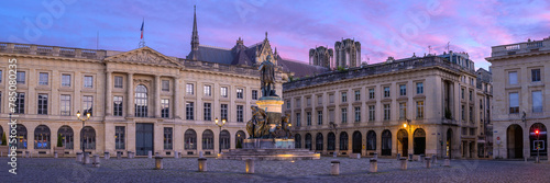 Beautiful Evening Panorama of Place Royale in Reims - France photo