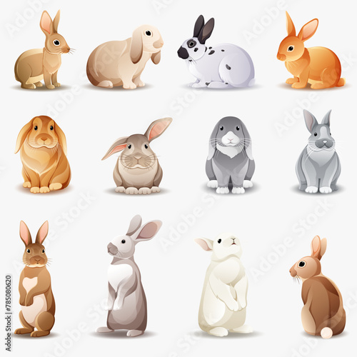 collection of cartoon animals rabbits