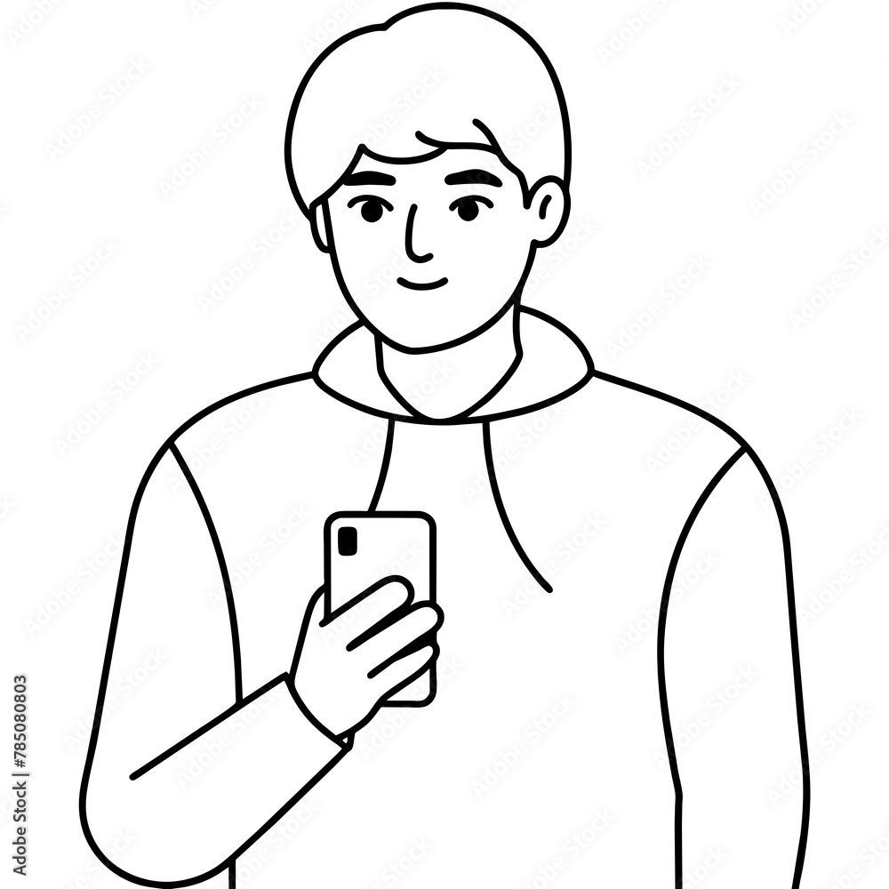 a person holding a smartphone Line art coloring book page for children's vector art illustration
a person holding a smartphone Line art coloring book page for children's vector art illustration