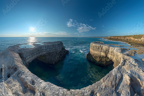 view of the cliffs at the entrance to the sea