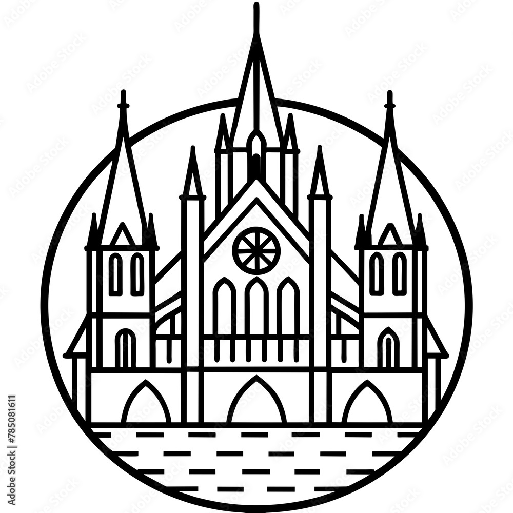 Fototapeta premium vector illustration of church or city-gothic