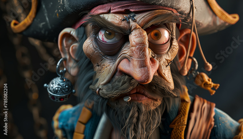 portrait of a pirate in a cocked hat cartoon 3D render © NADEZHDA