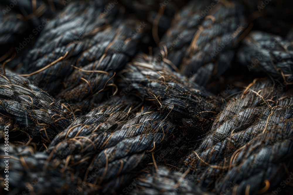 An extreme close-up of the edge of a fabric, where the weave becomes a labyrinth of threads, each in An extreme close-up of the edge of a fabric, where the weave becomes a labyrinth of threads, each in