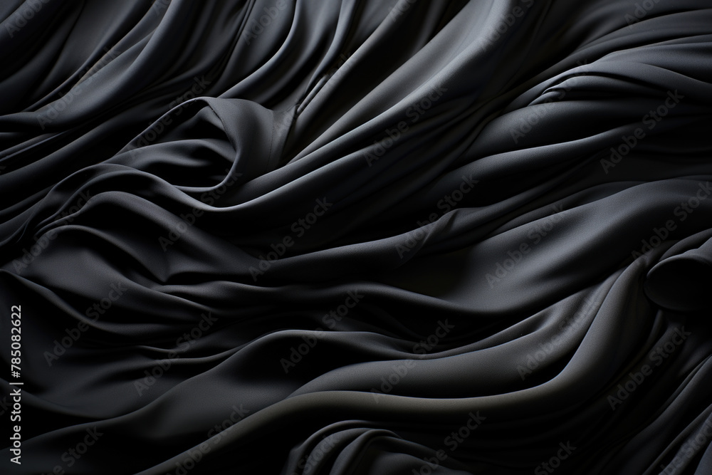 design based on rucked satin and silk fabric in shades of grey on a black background design based on rucked satin and silk fabric in shades of grey on a black background