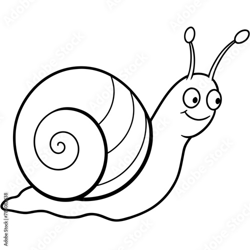 snail on a white background. line art coloring book page for children's vector art illustration
