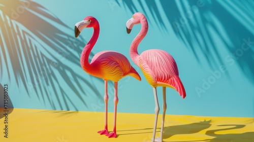 Flamingo toys scene. Generative AI © Roman