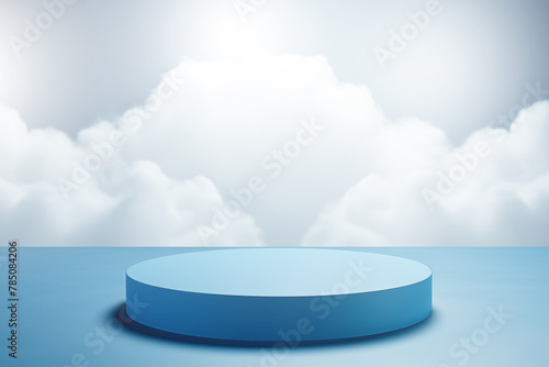 An empty podium in fluffy clouds.