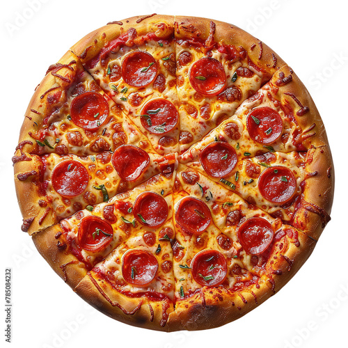 pizza taken from above on transparent background