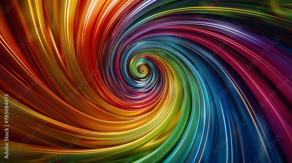 A 3D rainbow spiral suggests a vortex of energy, with colors merging into light. A 3D rainbow spiral suggests a vortex of energy, with colors merging into light.