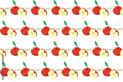 Illustration pattern, Abstract of red apple with leaf on white background.