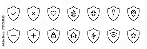 Shield icons collection. Protect, defence shield icons set. Vector