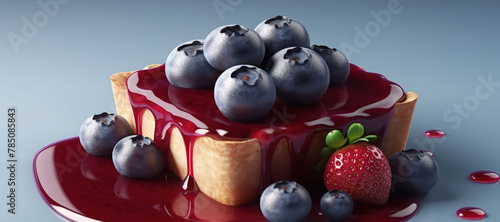 strawberry and blueberry tart cake, melt, fruit, delicious 40