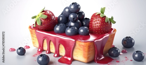 strawberry and blueberry tart cake, melt, fruit, delicious 38