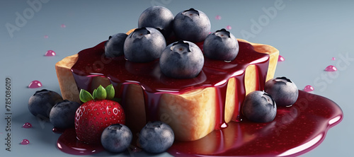 strawberry and blueberry tart cake, melt, fruit, delicious 36