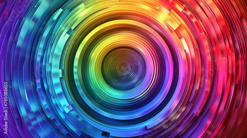 A gradient rainbow circle in 3D looks like a color explosion, reminiscent of fireworks.