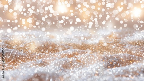Sparkling golden bokeh lights creating a festive and abstract background texture.