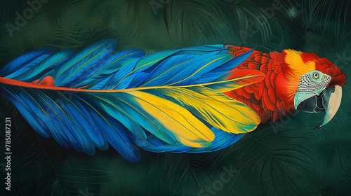 Wild essence of a macaw in vibrant feather illustration. photo