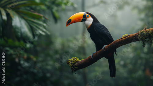 Colorful Toucan Bird Perched on Branch in Brazil photo