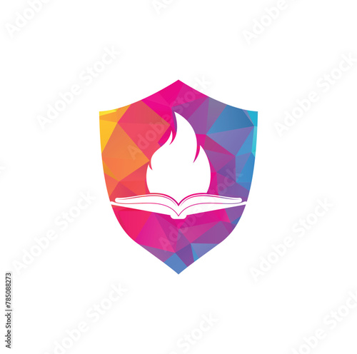 Book fire vector logo design. Motivation book vector logo design template.