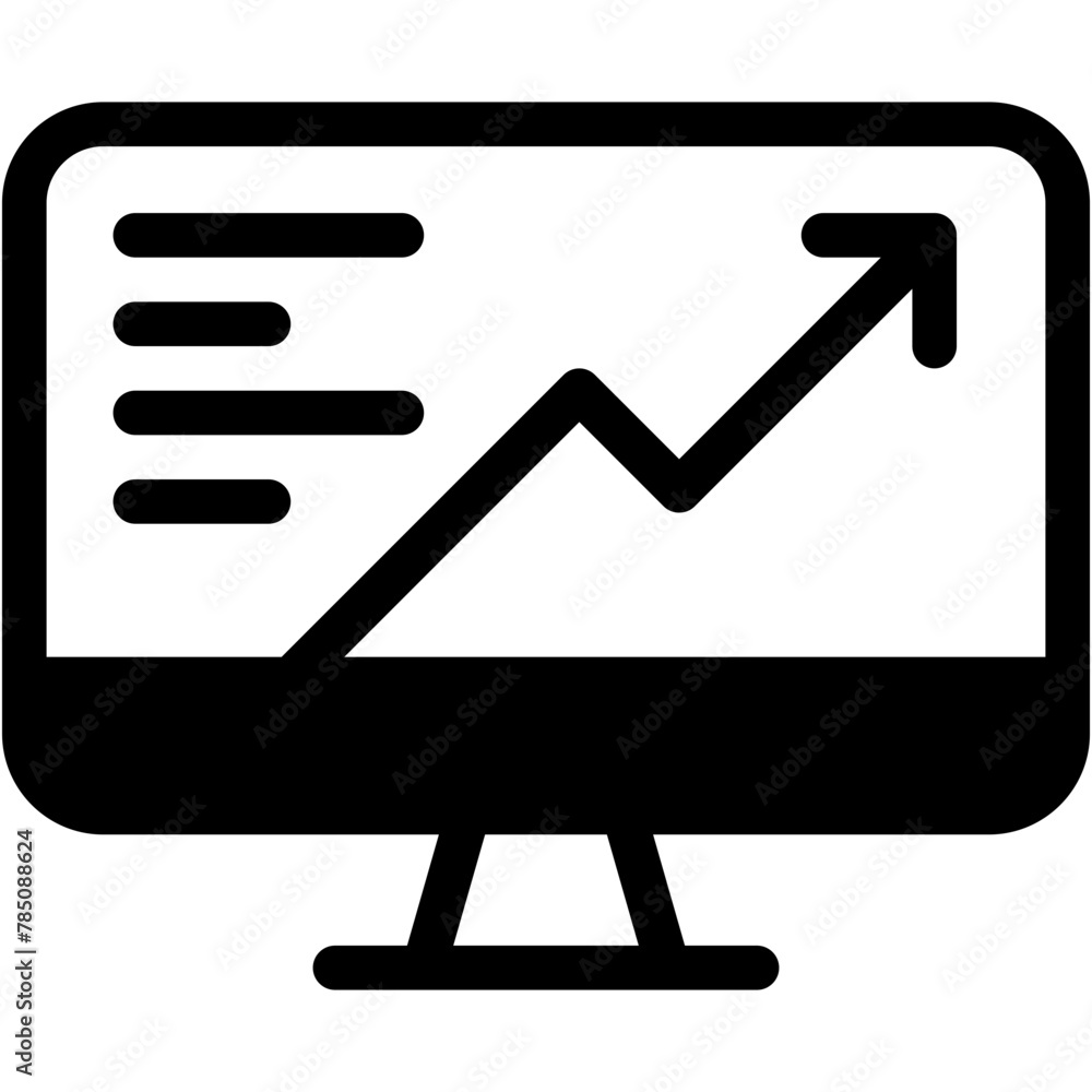 Vector Icon Computer, monitoring, seo, graph, chart Vector Icon Computer, monitoring, seo, graph, chart