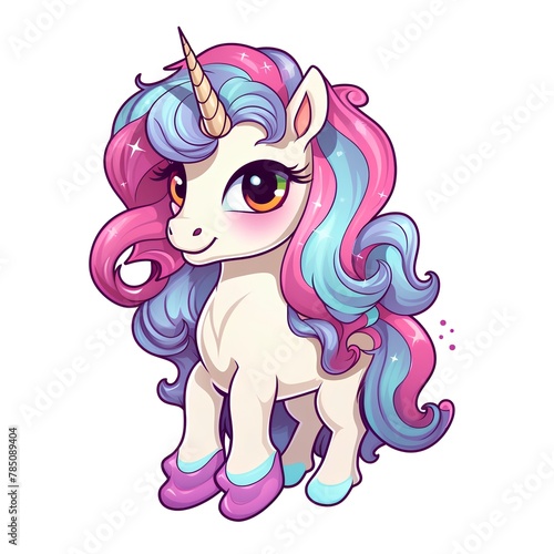 Cute cartoon unicorn isolated on white background. Vector illustration for your design
