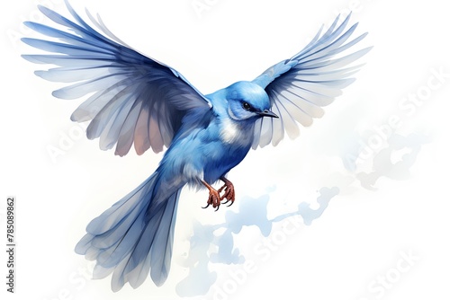 Blue jay bird isolated on white background. 3D illustration. © hungryai