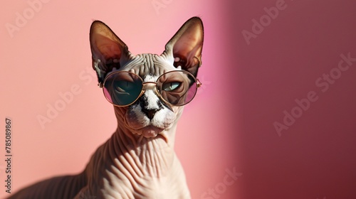 Sphynx cat in sunglasses © Spyrydon