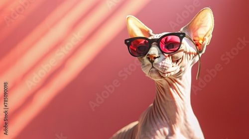 stylish cat on background with copy space
